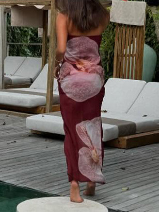 Anna-Berg | Elegant Phalaenopsis Print Wrap Dress