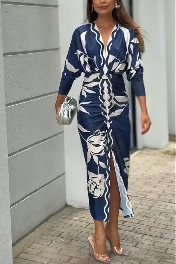 Anna-Berg | Effortless Unique Print Dolman Midi Dress