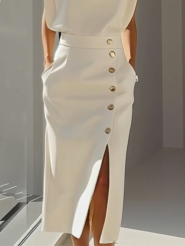 Anna-Berg | High Waisted Split-Front Skirt Dress
