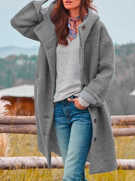 Anna-Berg | Long Sleeve Coat with Buttons