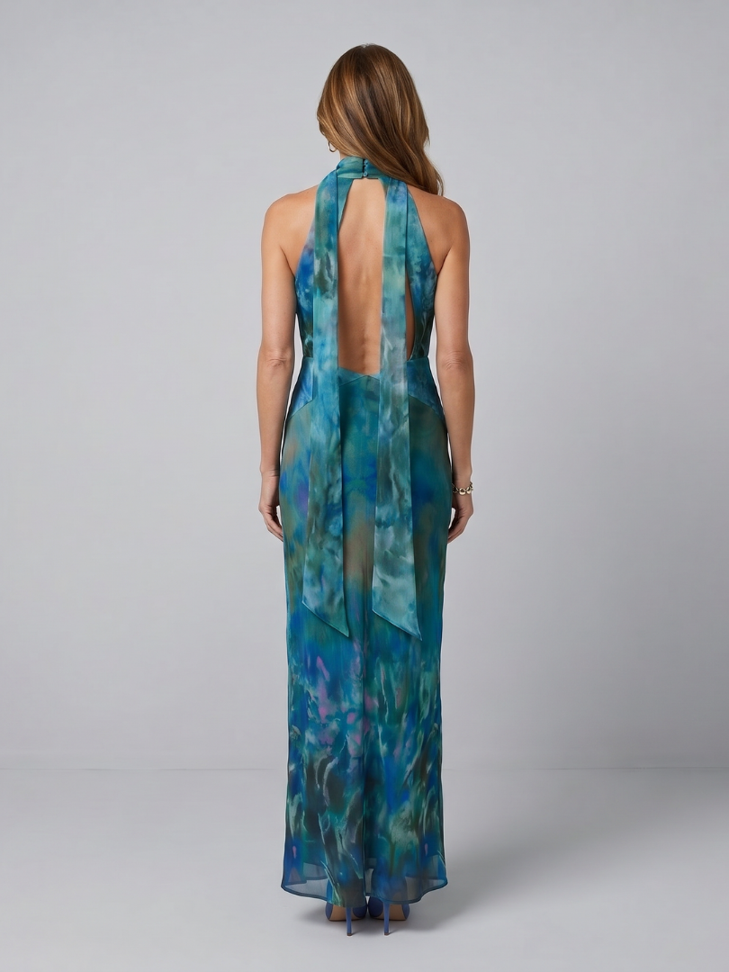 Anna-Berg | Statement Keyhole Halter Sleeveless Maxi Dress