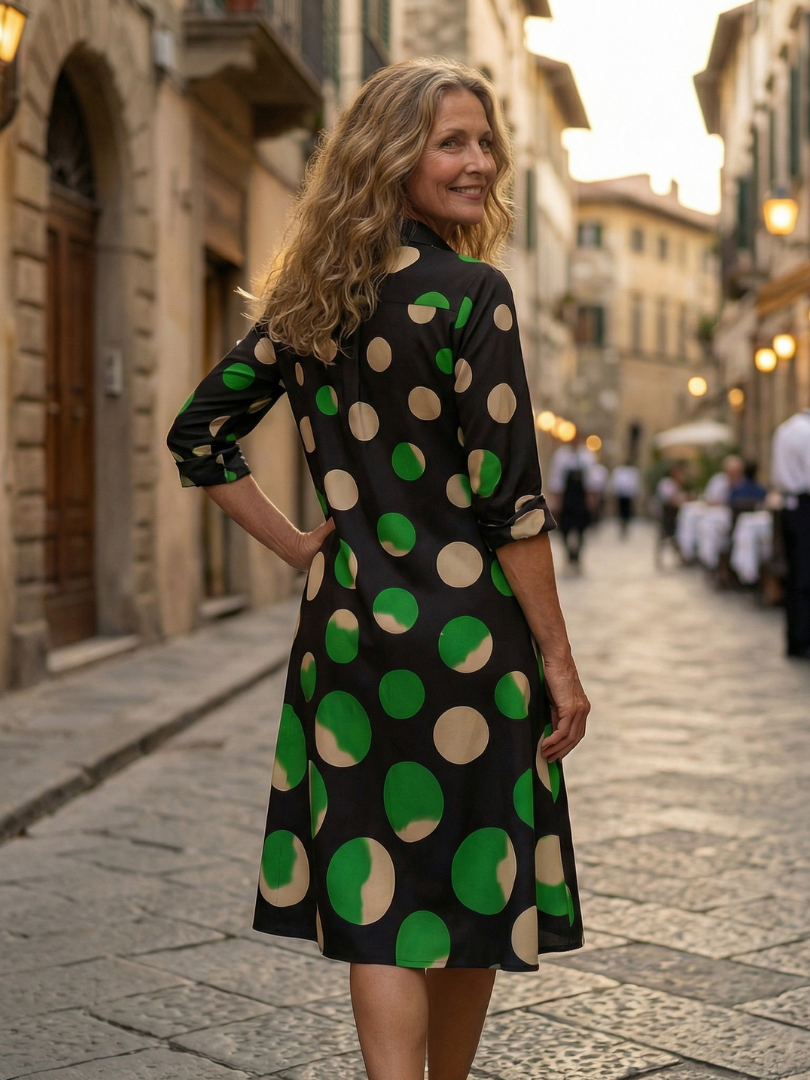 Anna-Berg | Refined Contrast Polka Dot Dress