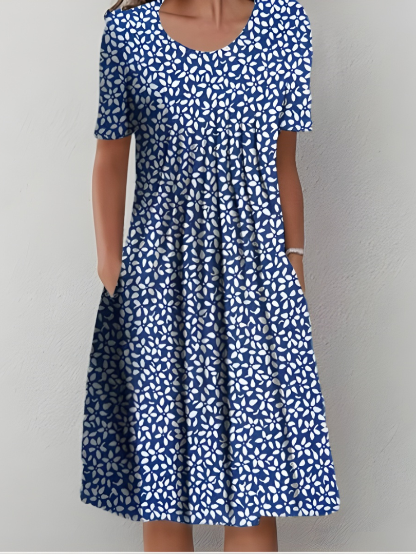 Anna-Berg | Modern Lefèvre Pleated Floral Dress for a Polished Look