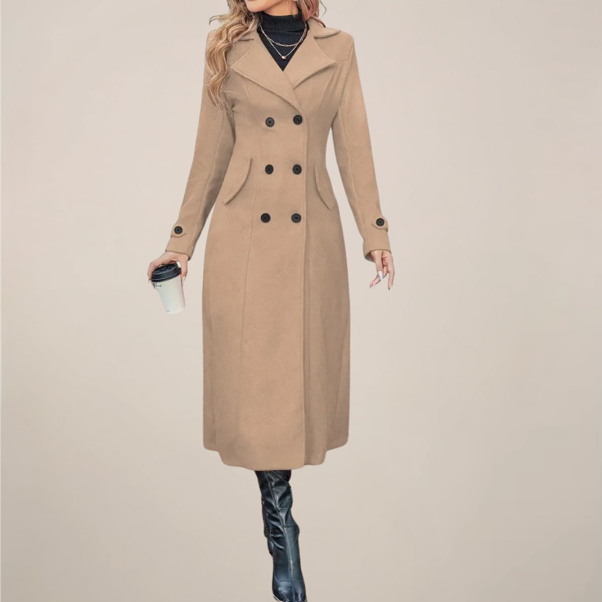 Anna-Berg | Overcoat - Double-Breasted, Tailored Lapel Design