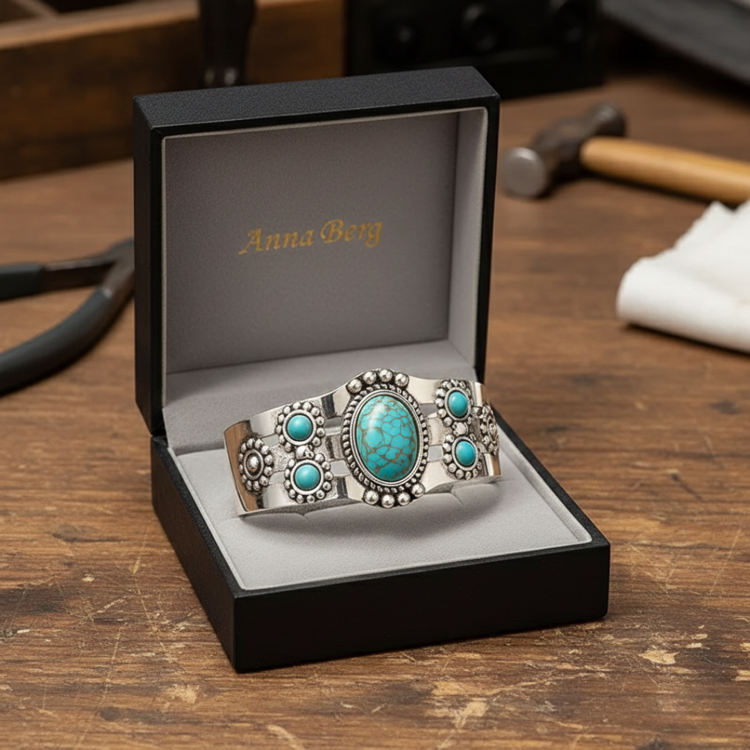 Vintage Blue Opal Silver Bracelet