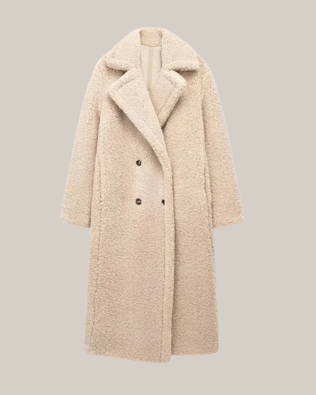 Anna-Berg | Teddy Coat - Double-Breasted, Winter Outerwear, Lapel Collar