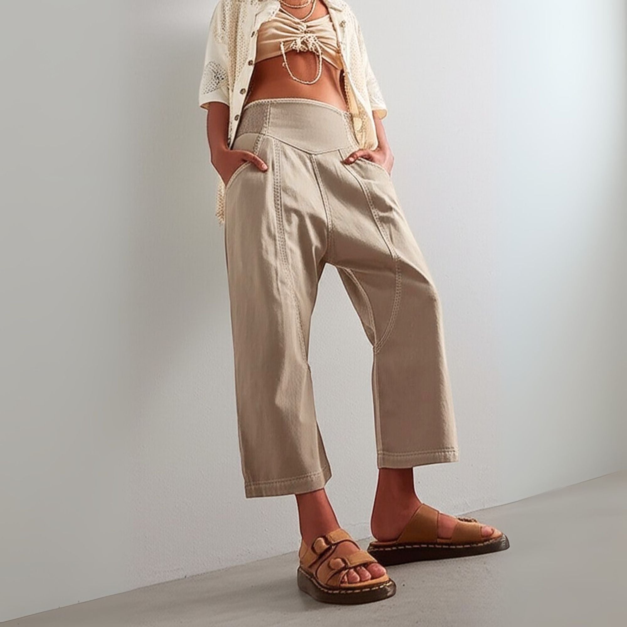 Anna-Berg | Black Wide-Leg Relaxed-Fit Cotton Pant