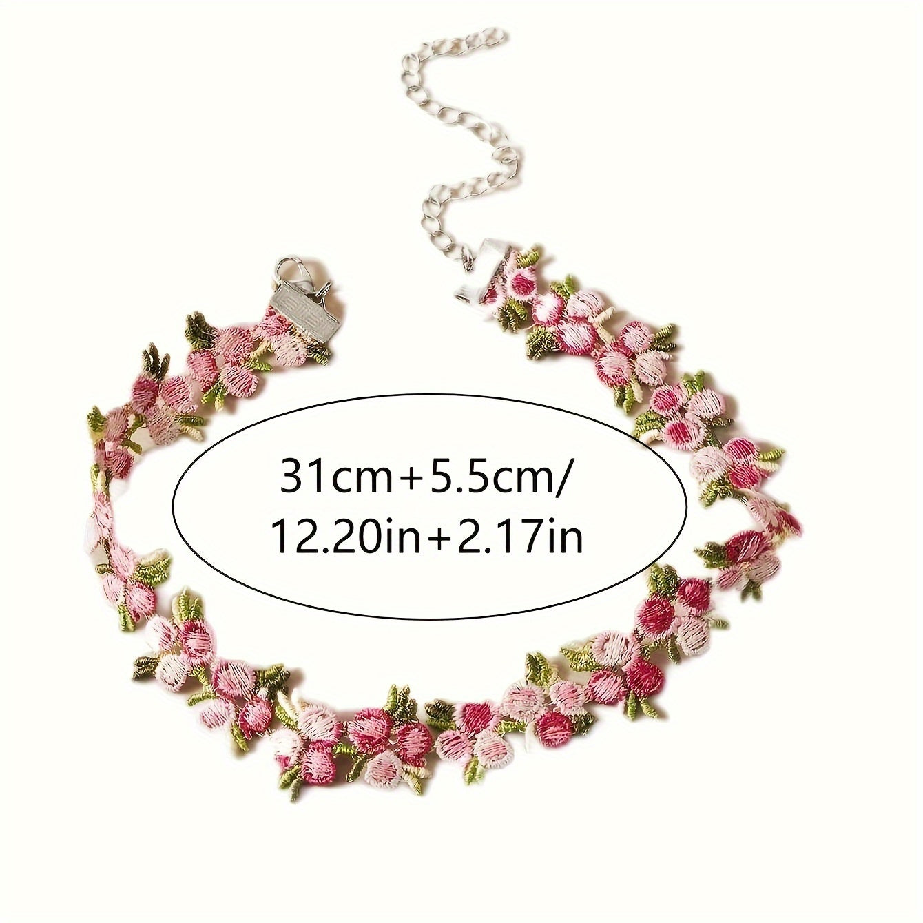 Elegant Design Pink Flower Choker Necklace