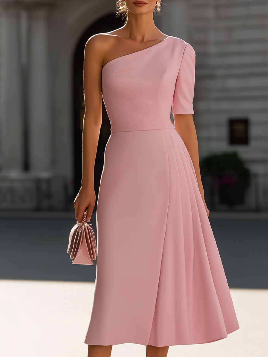 Anna-Berg | Blush Pink One-Shoulder Dress