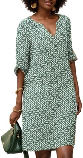 Anna-Berg | Refined V-Neck Relaxed Fit Knee-Length Dress