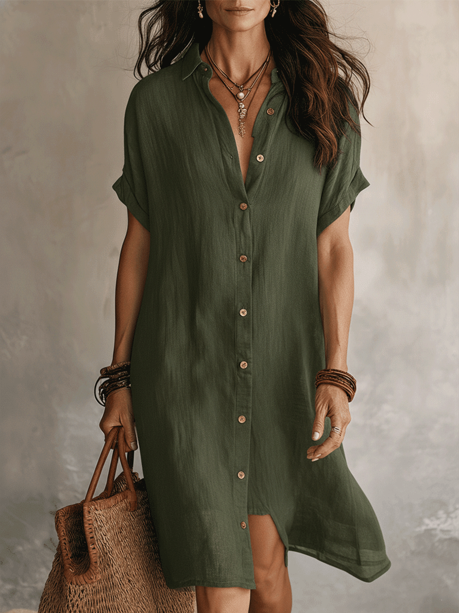 Anna-Berg | Modern Boho Effortless Black Linen Dress