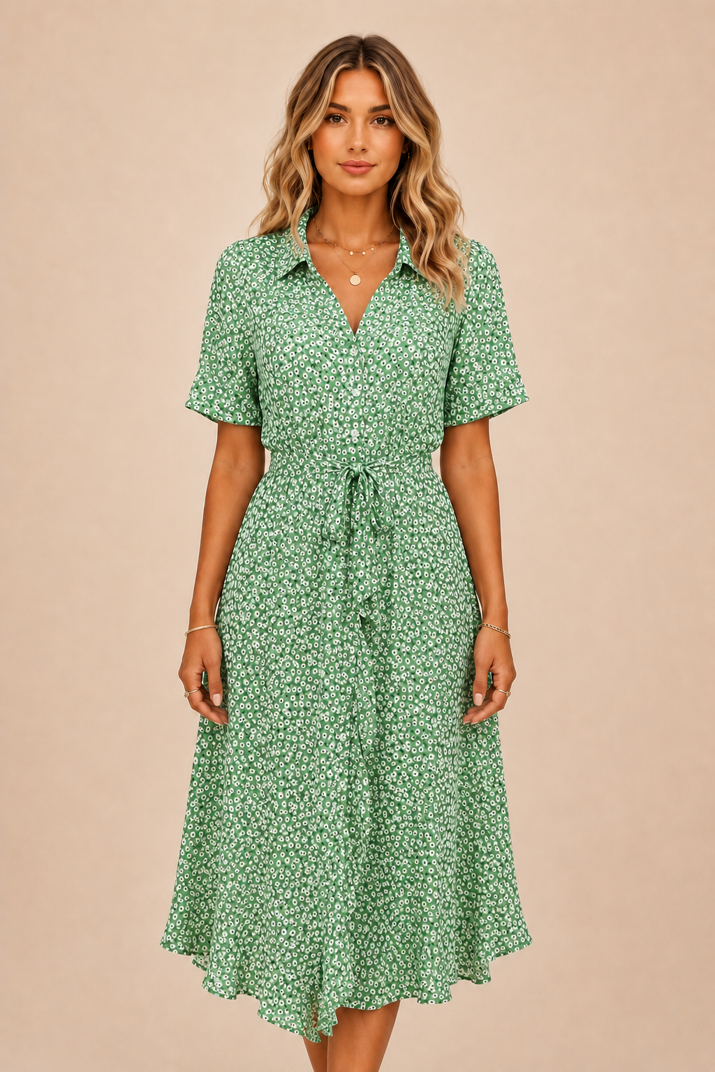 Anna-Berg | Midi Dress - Lightweight Fit, Short Sleeves
