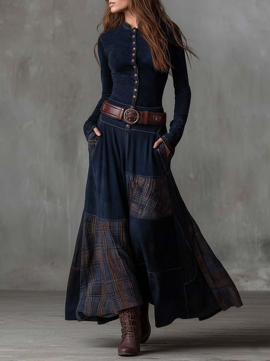 Anna-Berg | Suede Patchwork Dress