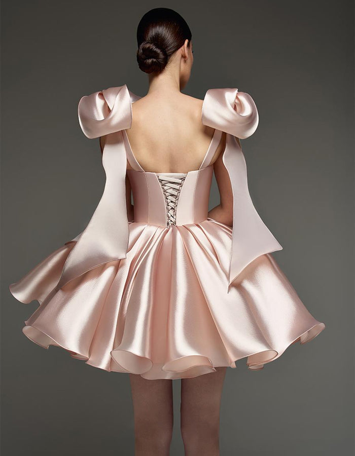 Anna-Berg | Light Pink Satin Cocktail Sweetheart Dress