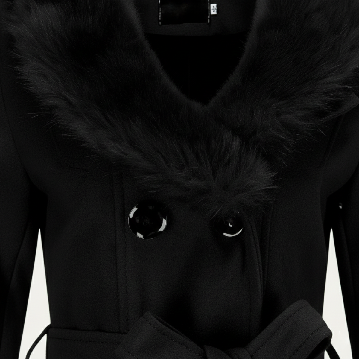 Anna-Berg | Trench Coat, Double-Breasted, Belted, Faux Fur Collar