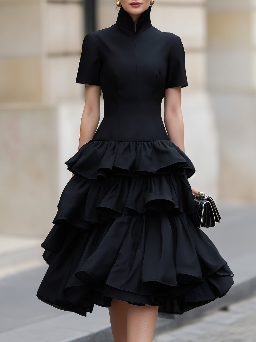 Anna-Berg | High Neck Tiered Ruffle Dress