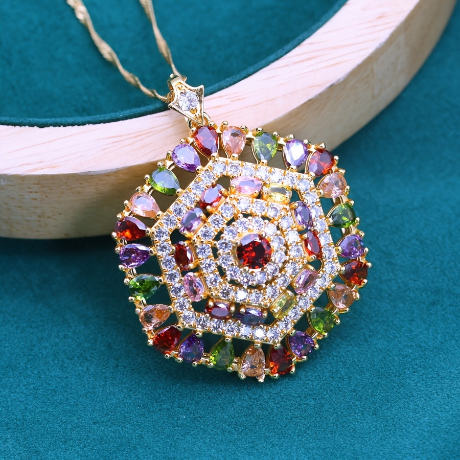 Elegant Hanging Necklace with Synthetic Cubic Zirconia