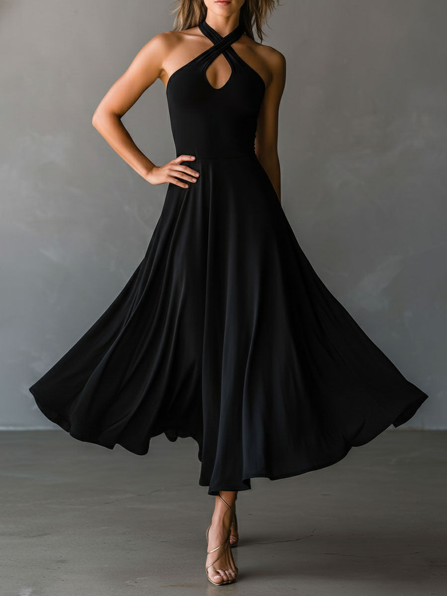 Anna-Berg | Black Halter Neck Evening Dress