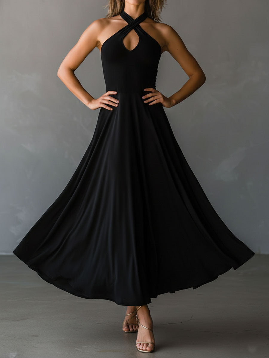 Anna-Berg | Black Halter Neck Evening Dress