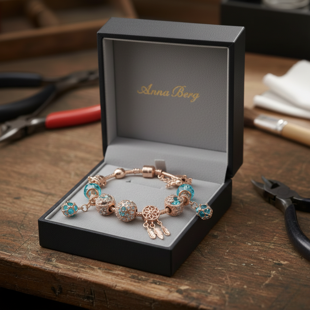 Bracelet in Rose Gold and Blue Zirconia