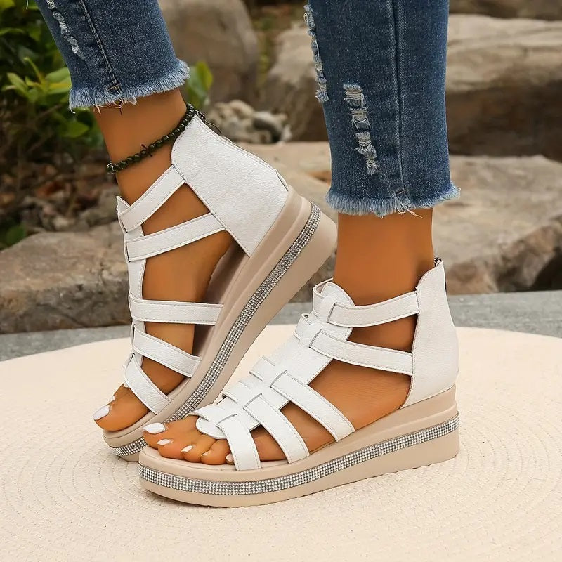 Anna-Berg | Chic Comfort Sandals With Rhinestone Decoration