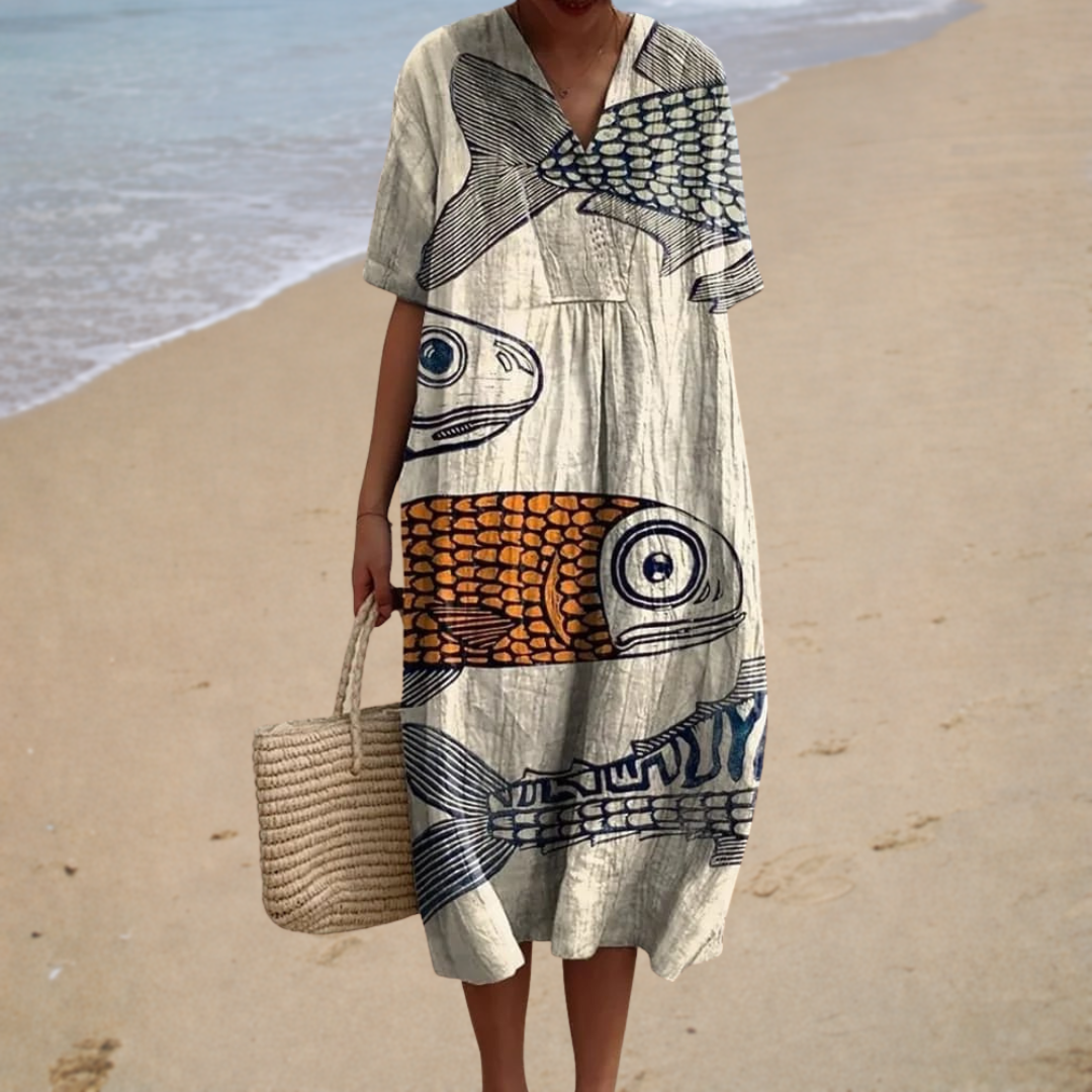 Anna-Berg | Refined Artistic Midi Dress with Graceful Drape