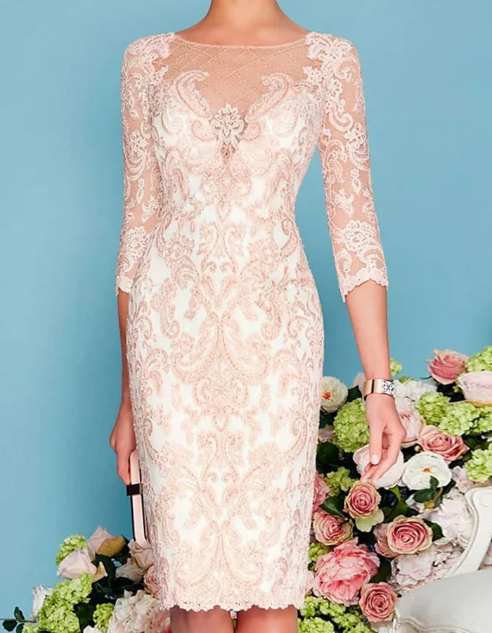 Anna-Berg | Blush Pink Lace Two-Piece Dress