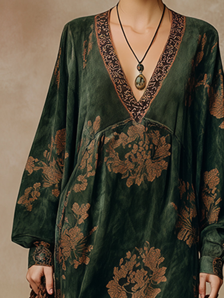 Anna-Berg | Green Faux Suede Tassel Dress