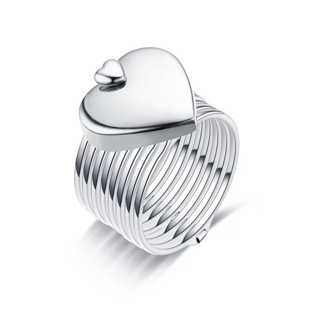 Silver 2 in 1 Foldable Heart Ring Bracelet
