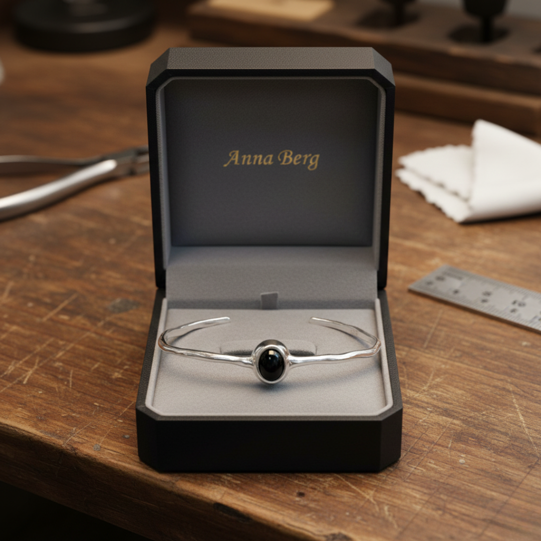 Black Stone Silver-Colored Bracelet