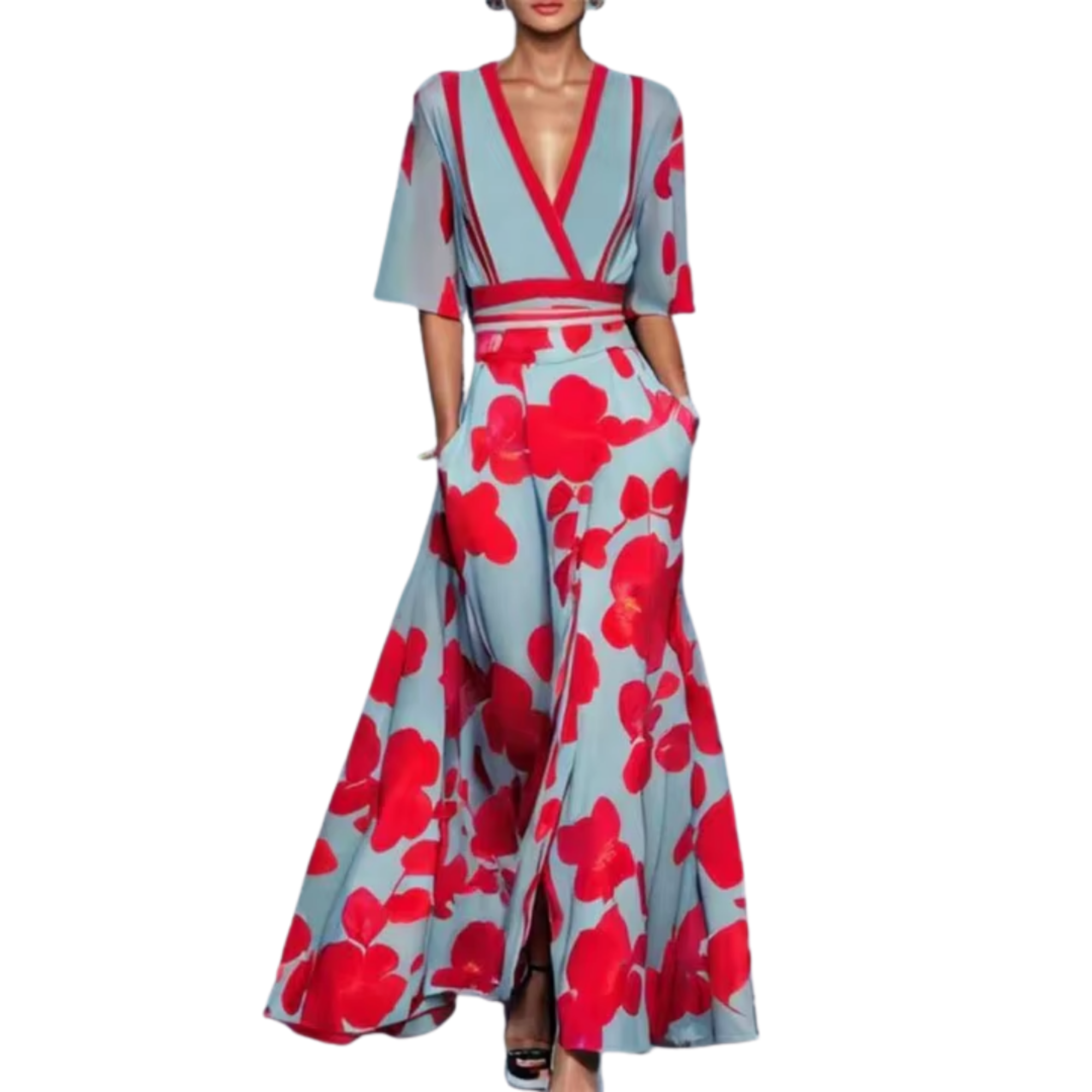 Anna-Berg | Elegant Floral Spring Dress With V-Neck for Every Occasion