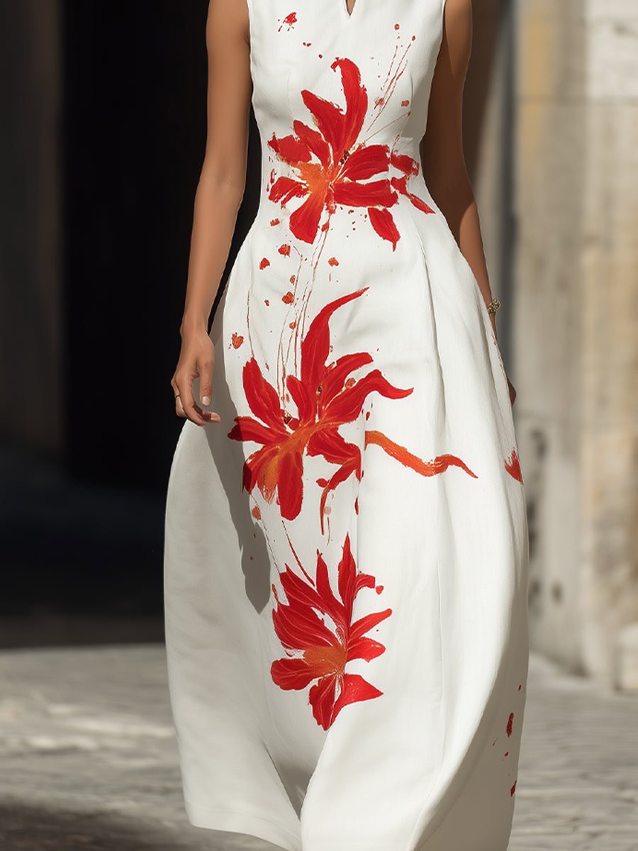 Anna-Berg | Modern Mandarin Collar Floral Dress