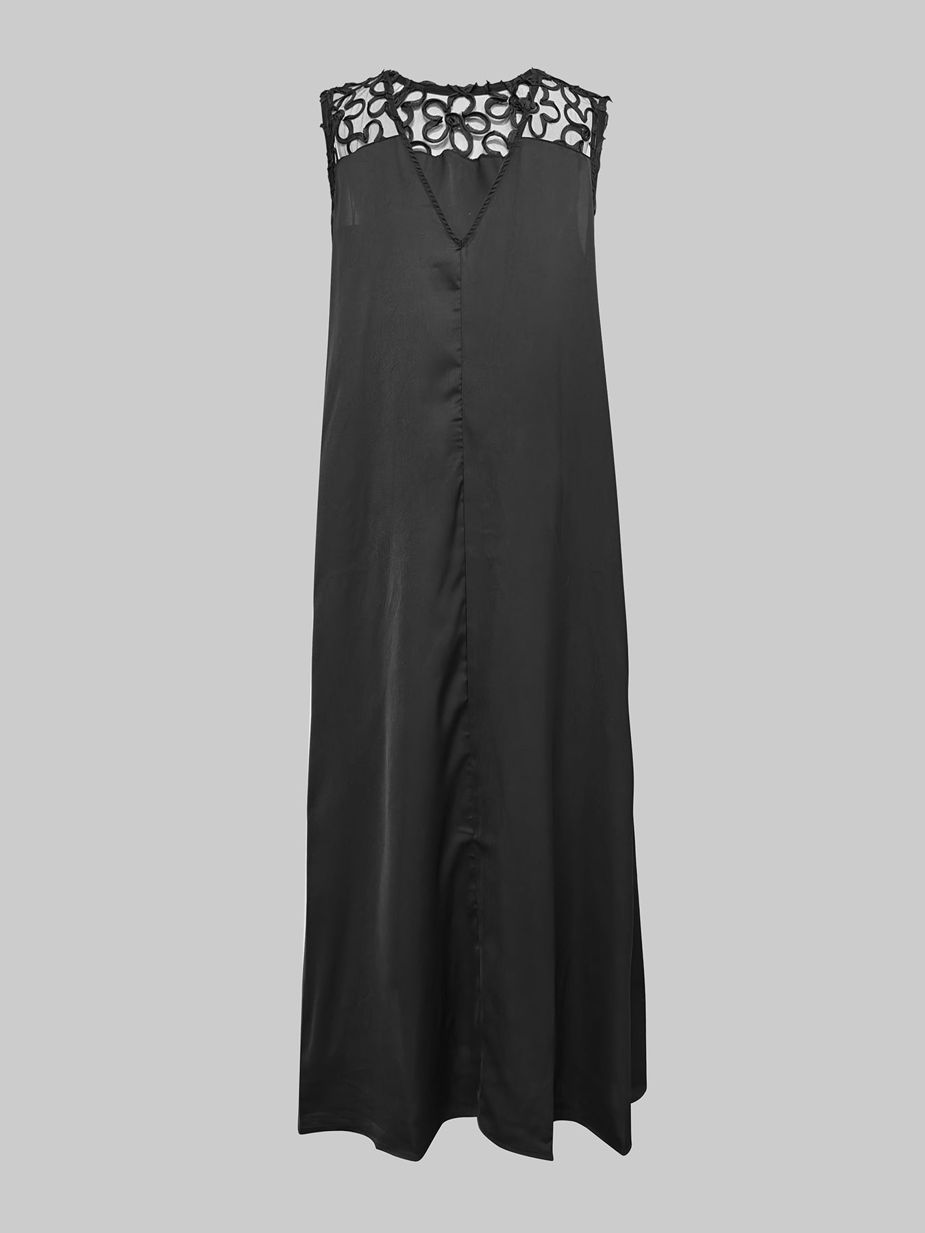 Anna-Berg | Loose Sleeveless Hollow Solid Color Dress