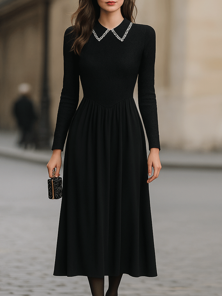 Anna-Berg | Black Long-Sleeve Dress