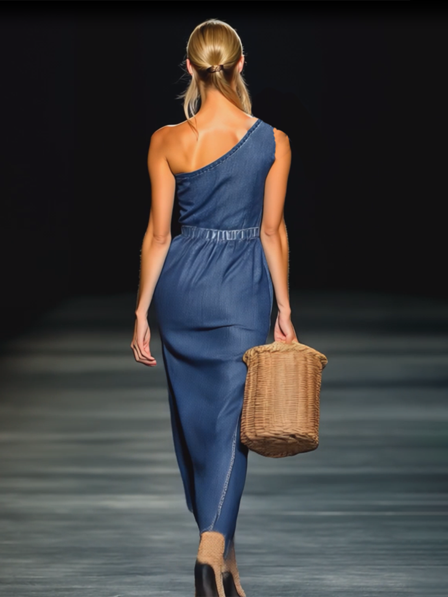 Anna-Berg | Denim Strapless Evening Dress