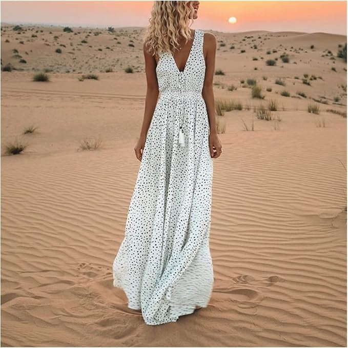 Anna-Berg | Boho Sleeveless V Neck Maxi Dress Made to Turn Heads