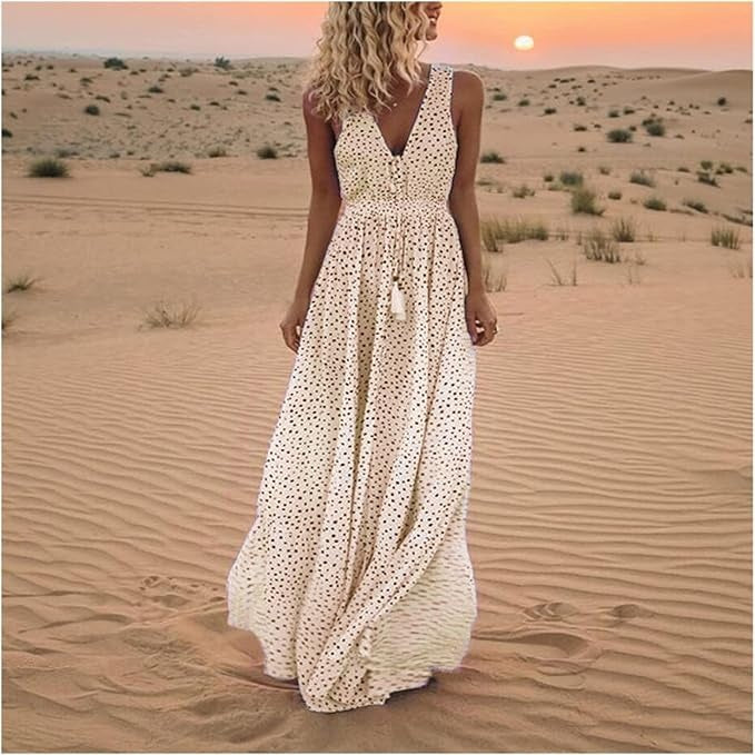 Anna-Berg | Boho Sleeveless V Neck Maxi Dress Made to Turn Heads