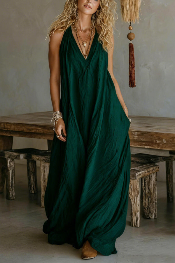 Anna-Berg | Linen Blend Solid Color Loose Dress