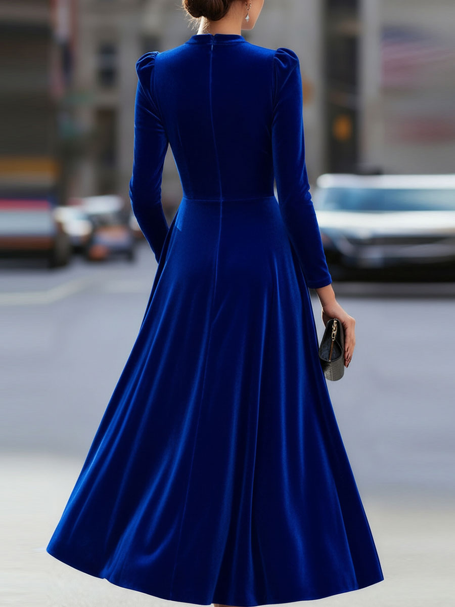 Anna-Berg | Luxurious Velvet Long-Sleeve Midi Dress
