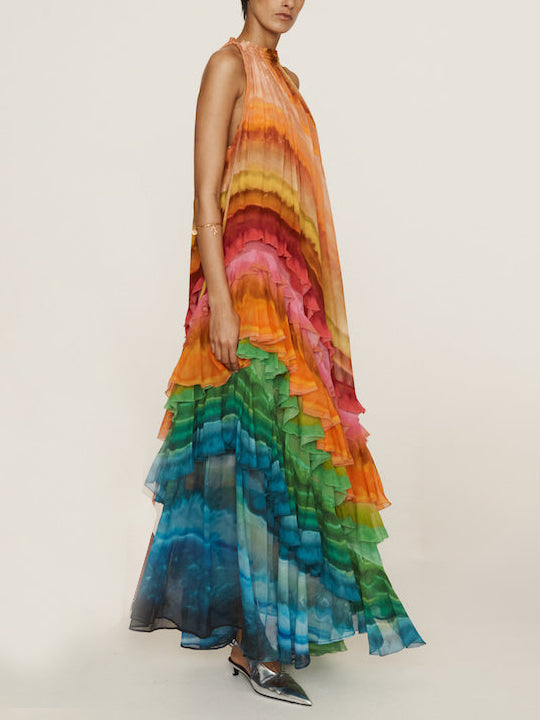 Anna-Berg | Unique Colorful Print Ruffle Dress