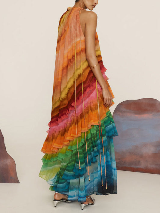 Anna-Berg | Unique Colorful Print Ruffle Dress