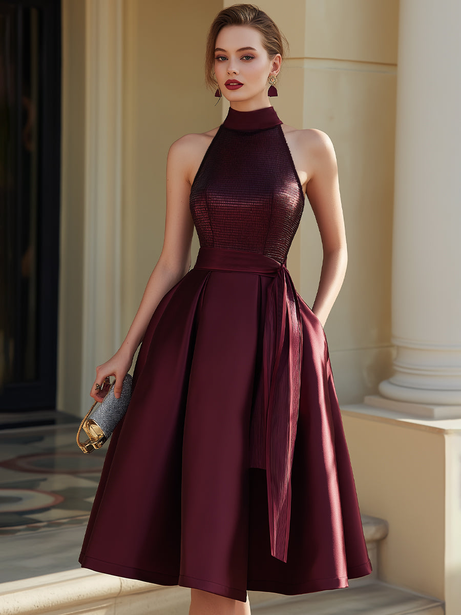 Anna-Berg | Halter Neck Pleated Dress
