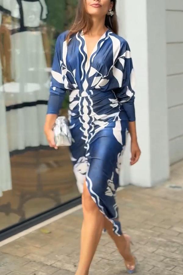 Anna-Berg | Effortless Unique Print Dolman Midi Dress