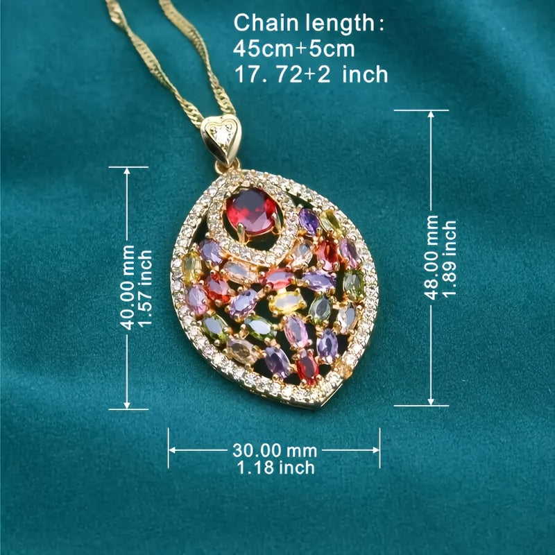 Elegant Multicolored Cubic Zirconia Hanging Necklace