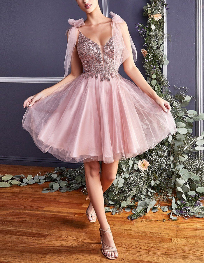 Anna-Berg | Red Sequin A-Line Rhinestone Strappy Dress