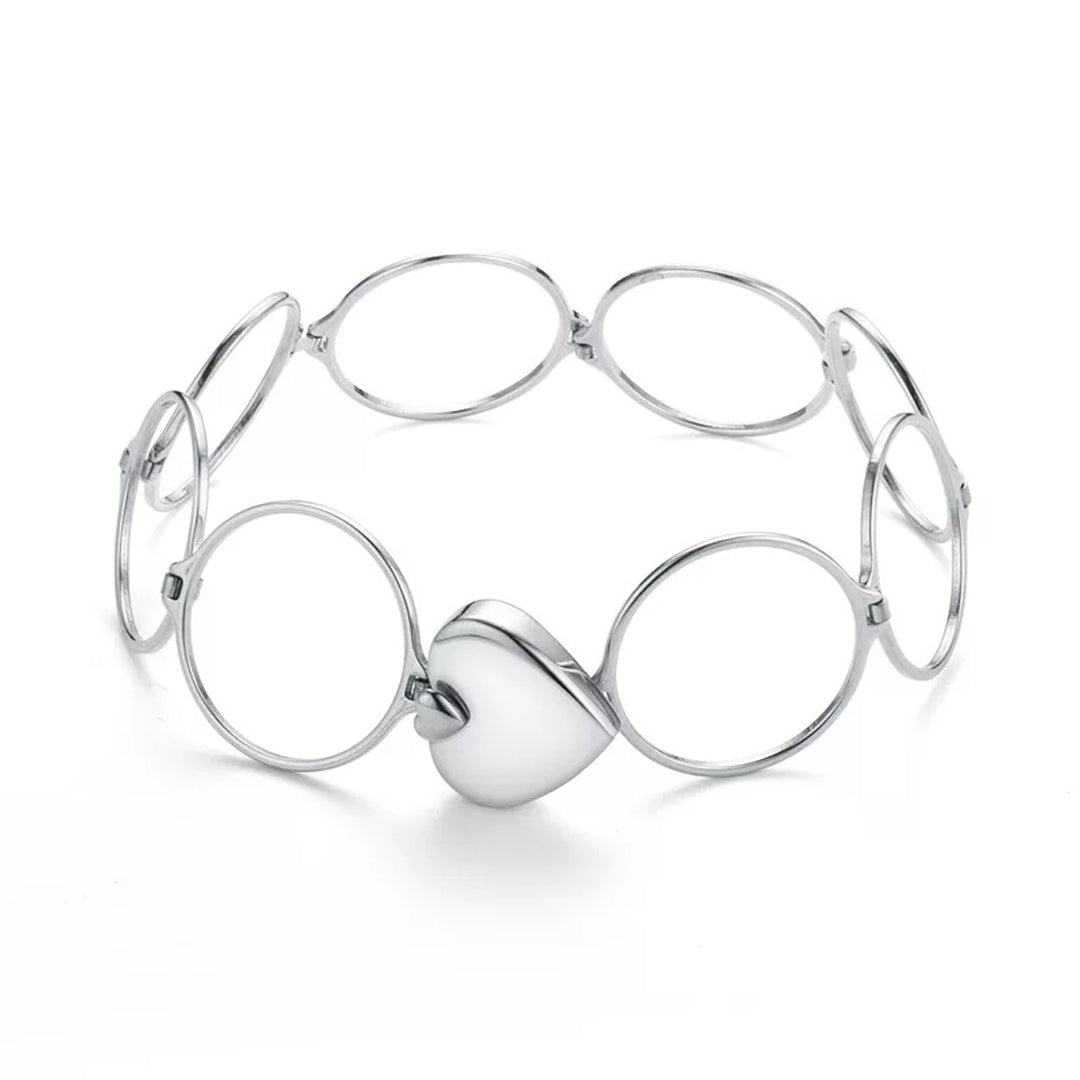 Silver 2 in 1 Foldable Heart Ring Bracelet