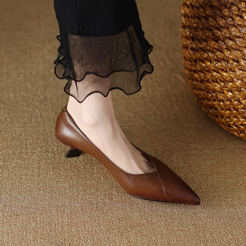 Anna-Berg | Elegant Pointed Toe Leather Heels