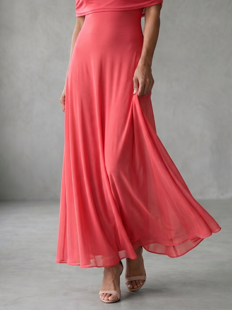 Anna-Berg | Sophisticated Off Shoulder Draped Midi Dress