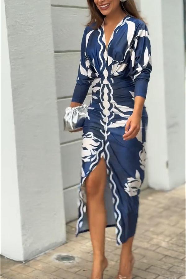 Anna-Berg | Effortless Unique Print Dolman Midi Dress