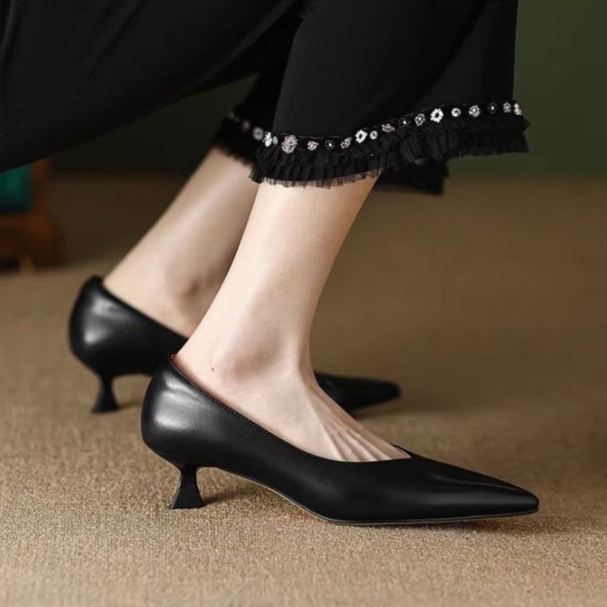 Anna-Berg | Elegant Pointed Toe Leather Heels
